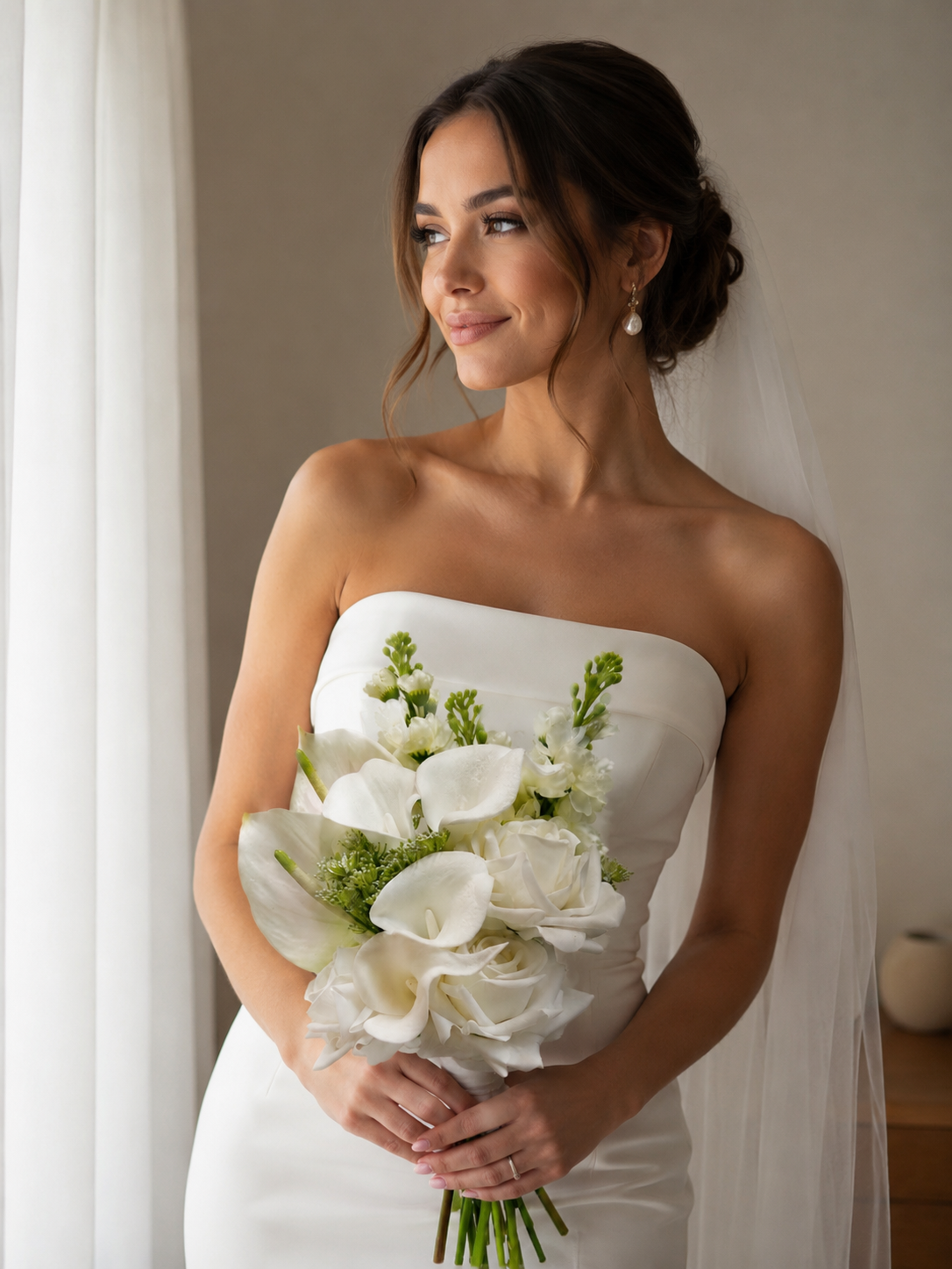 White Rose, Calla Lily & Stock Bridal Bundle