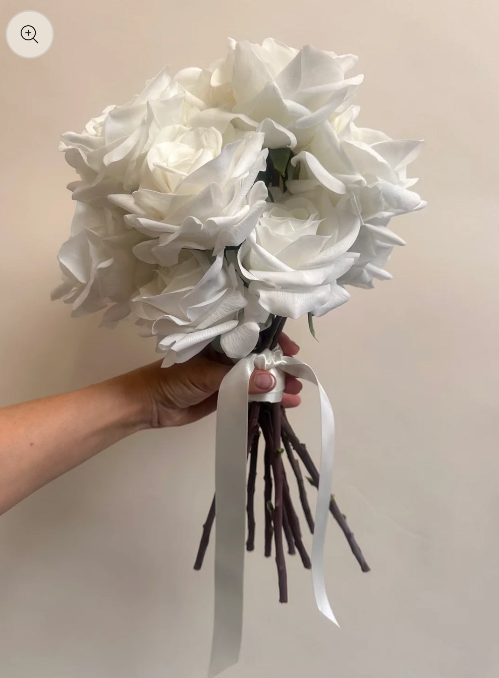 Luxury Artificial White Rose Bridal Bouquet & 5 Buttonhole Wedding Package