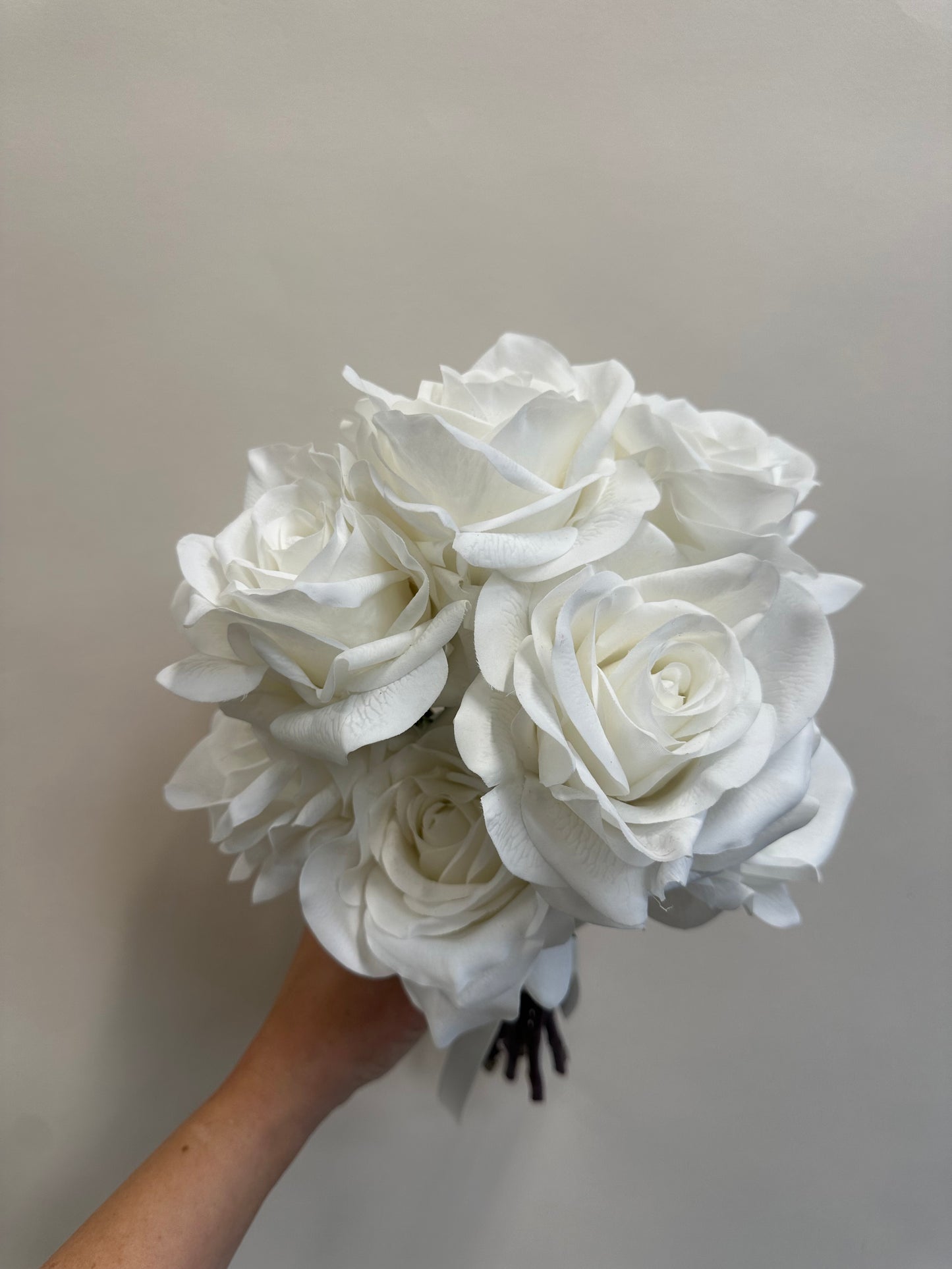 Luxury Real Touch Rose - White Bridesmaid Bouquet
