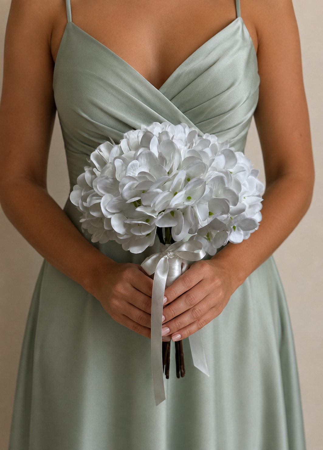 White Hydrangea Bridesmaid Bouquet – Elegant Wedding Flowers