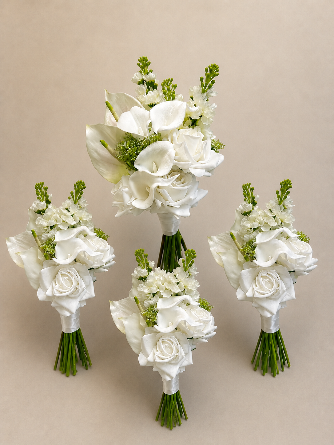 White Rose, Calla Lily & Stock Bridal Bundle