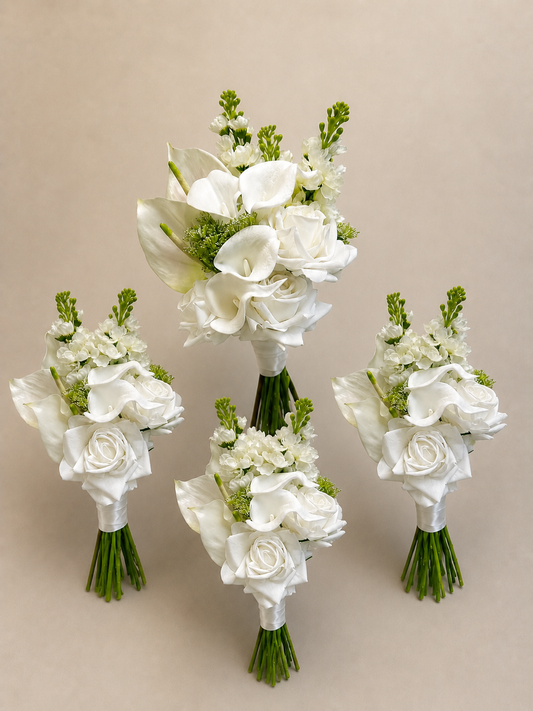 White Rose, Calla Lily & Stock Bridal Bundle