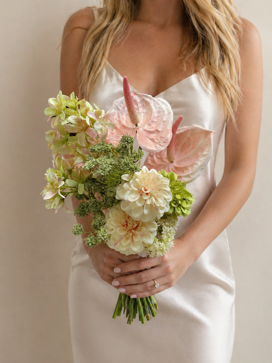 Blush Anthurium Bridal Bouquet – Modern Romantic Wedding Flowers