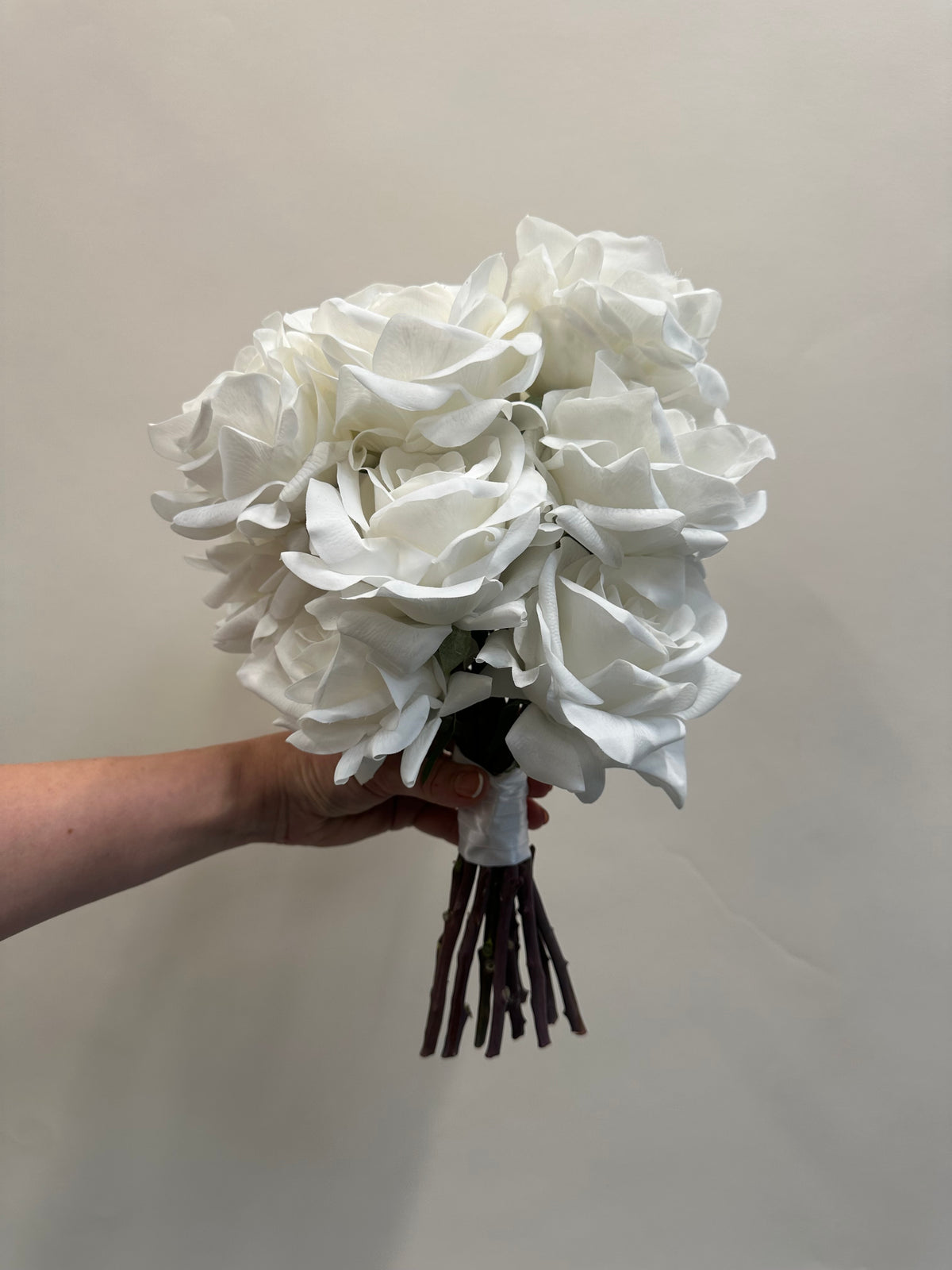 Luxury Real Touch Rose White Bridal Bouquet