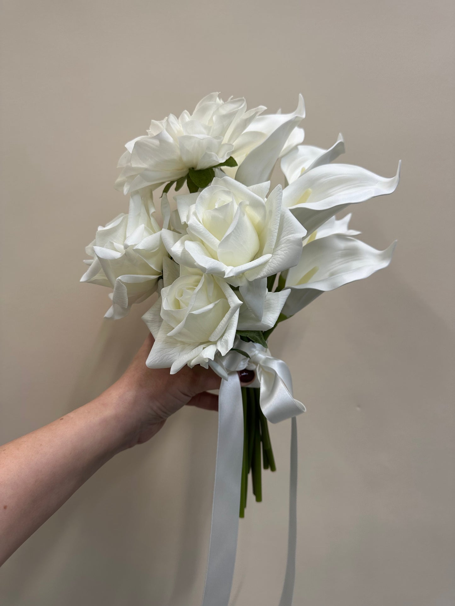 Real Touch White Rose & Calla Lily Bridesmaid Bouquet Collection – Set of 3