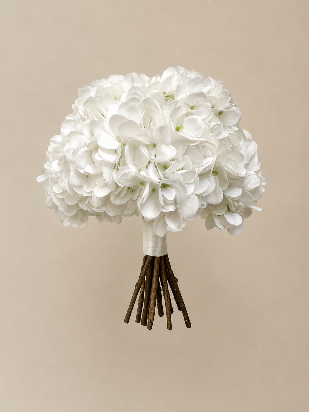 White Real Touch Hydrangea Bridal Bouquet
