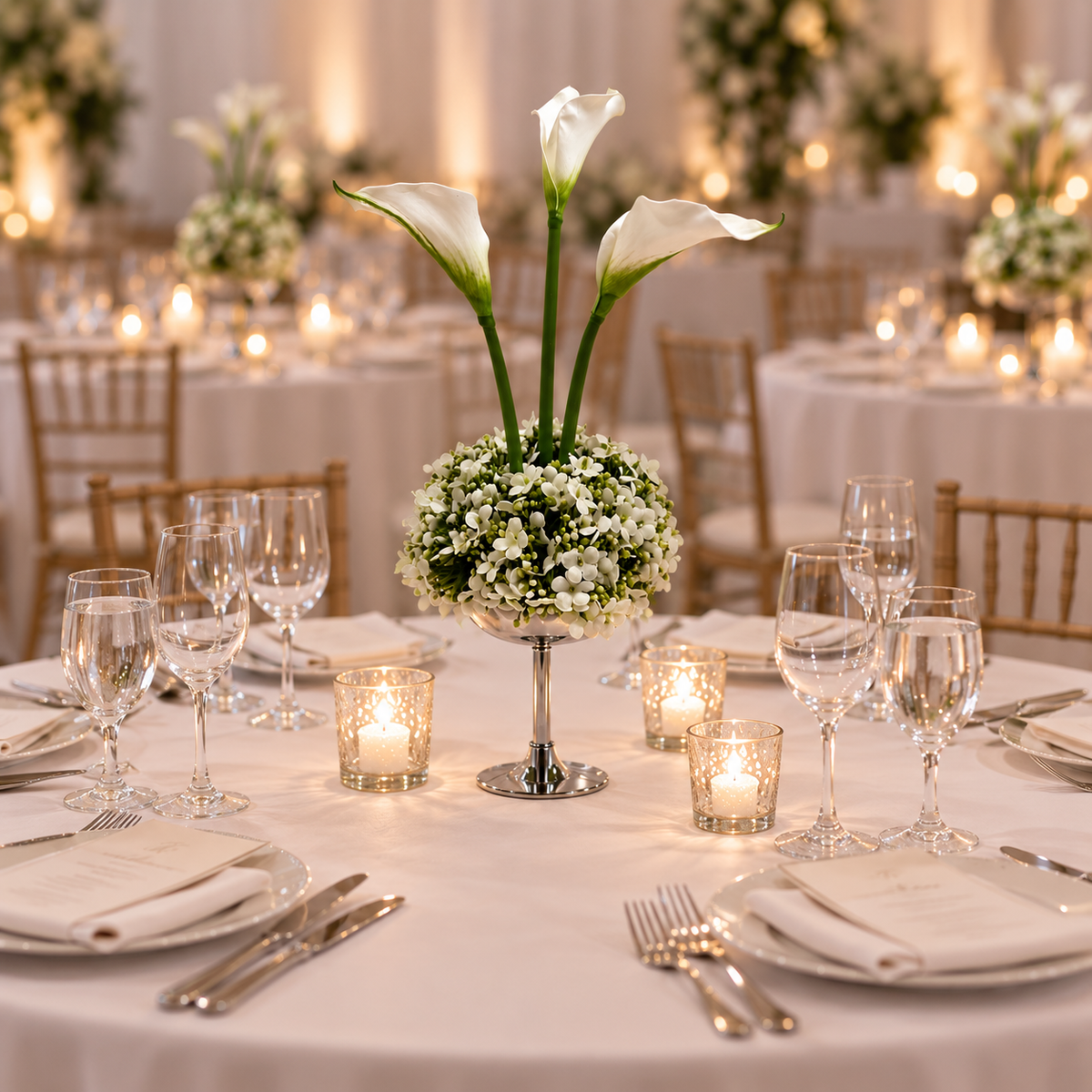 Elegant White Calla Lily Centrepiece – Ready to display