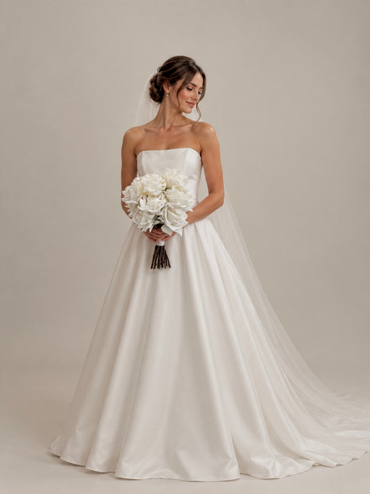 Luxury Real Touch Rose White Bridal Bouquet