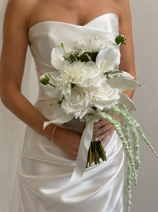 Anthurium, Rose & Calla Lily Bridal Bouquet Real Touch