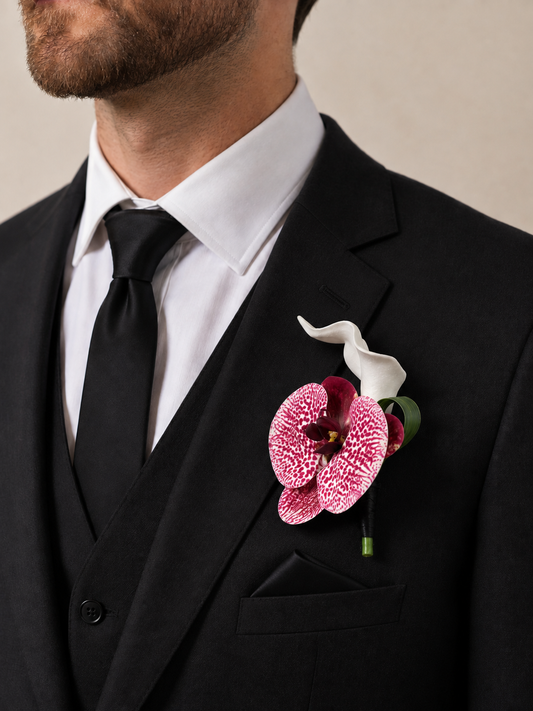 Orchid & Lily buttonhole