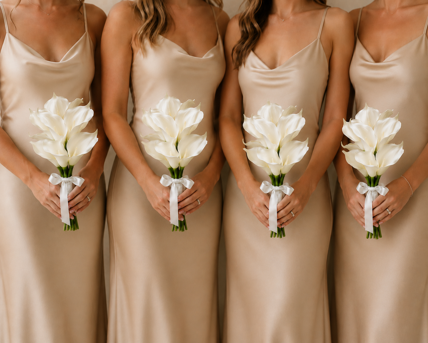 White Calla Lily Bridesmaid Bouquet Package – Set of 4