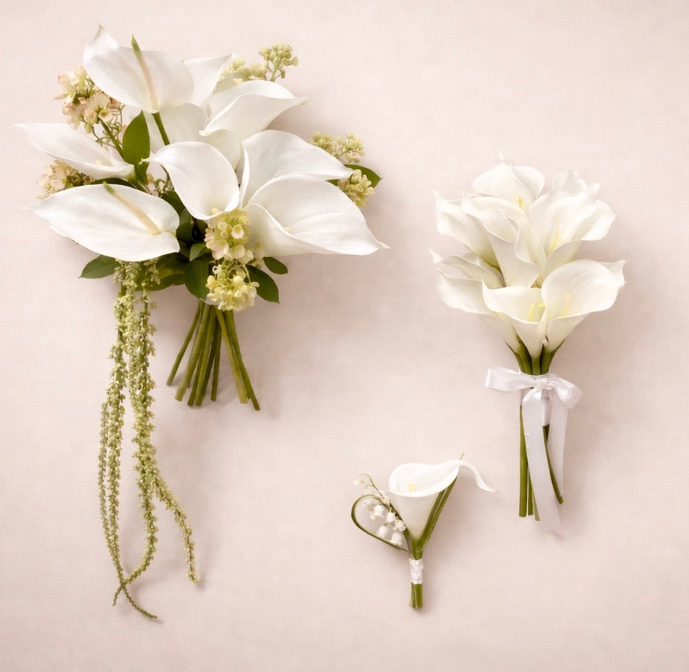 Amaranthus, Calla Lily & Blossom bouquet package
