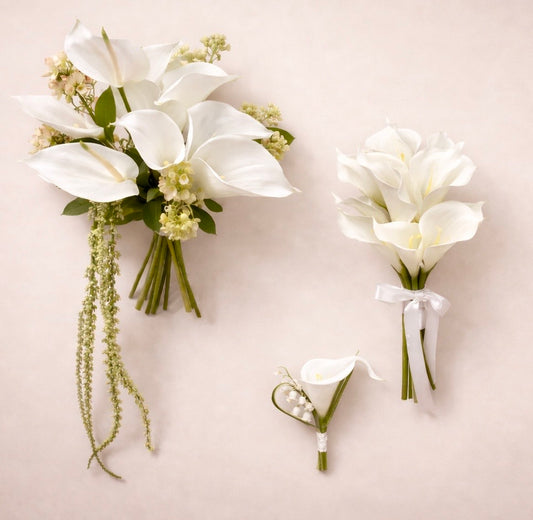 Amaranthus, Calla Lily & Blossom bouquet package