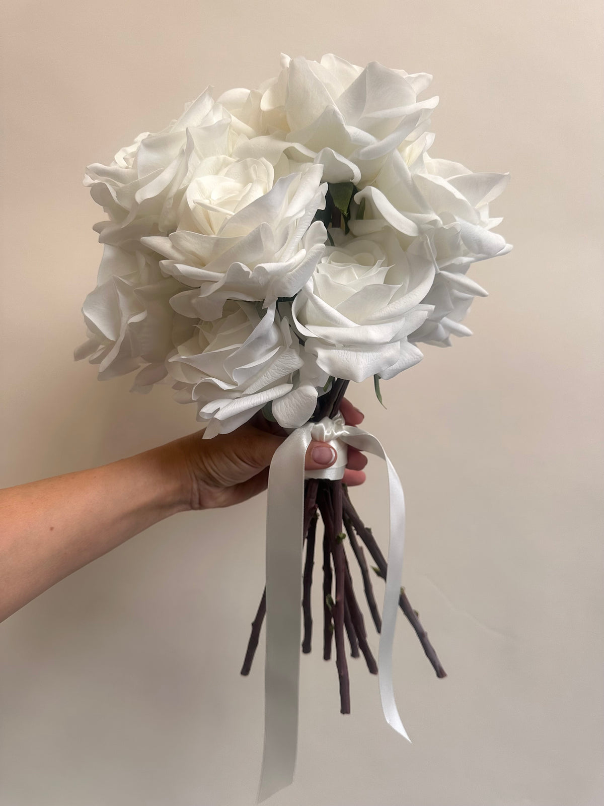Luxury Real Touch Rose White Bridal Bouquet