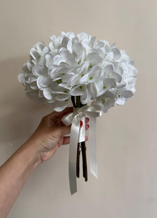 White Hydrangea Bridesmaid Bouquet – Elegant Wedding Flowers