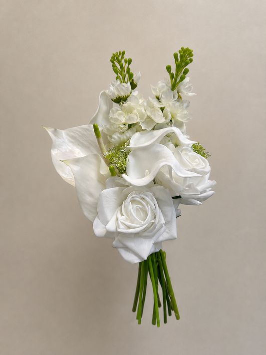 White Rose, Calla Lily & Stock Flower Bridesmaid bouquet