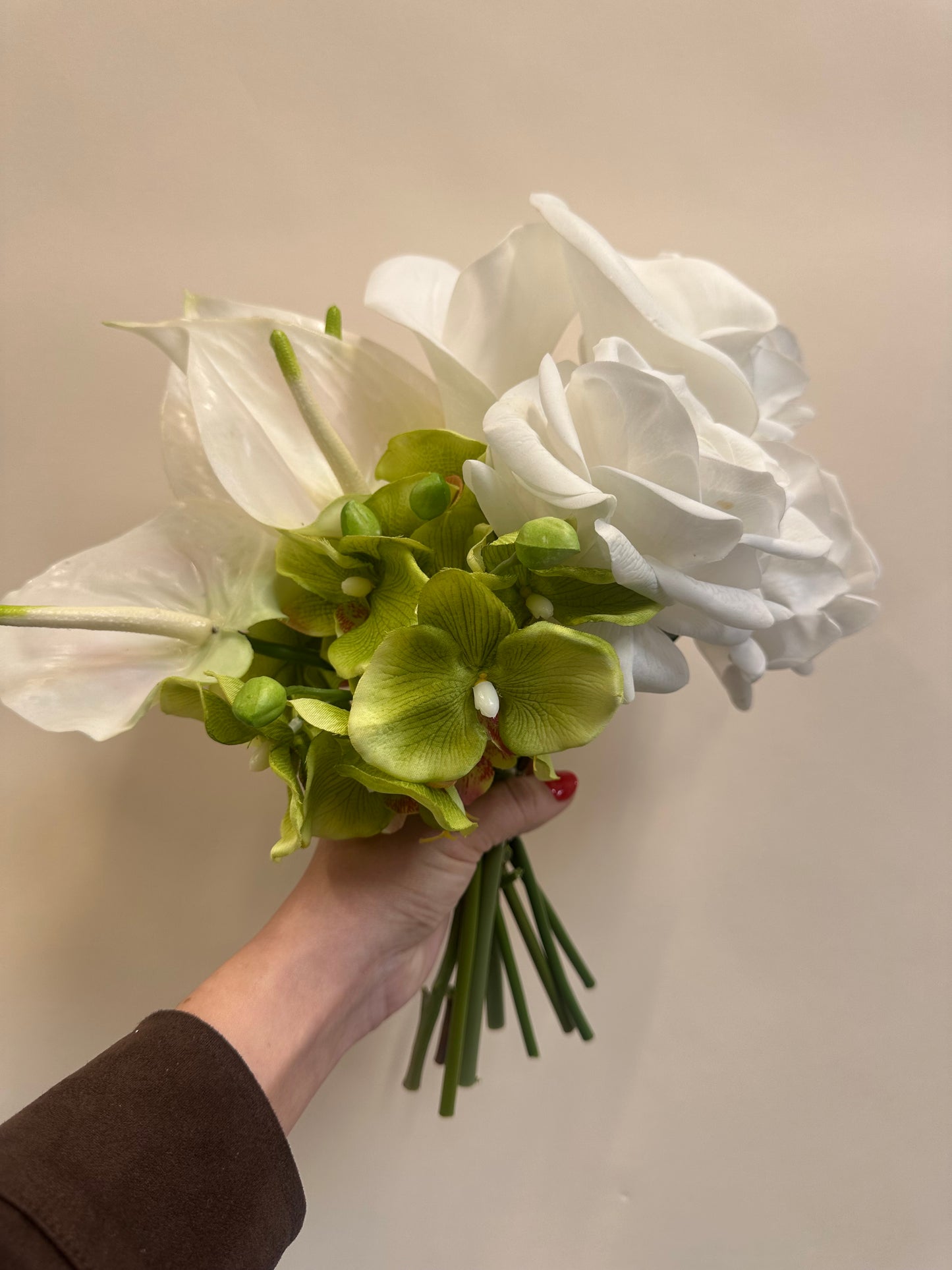 Orchid, Calla Lily & Anthurium Bridal Bouquet – Elegant White & Green Wedding Flowers