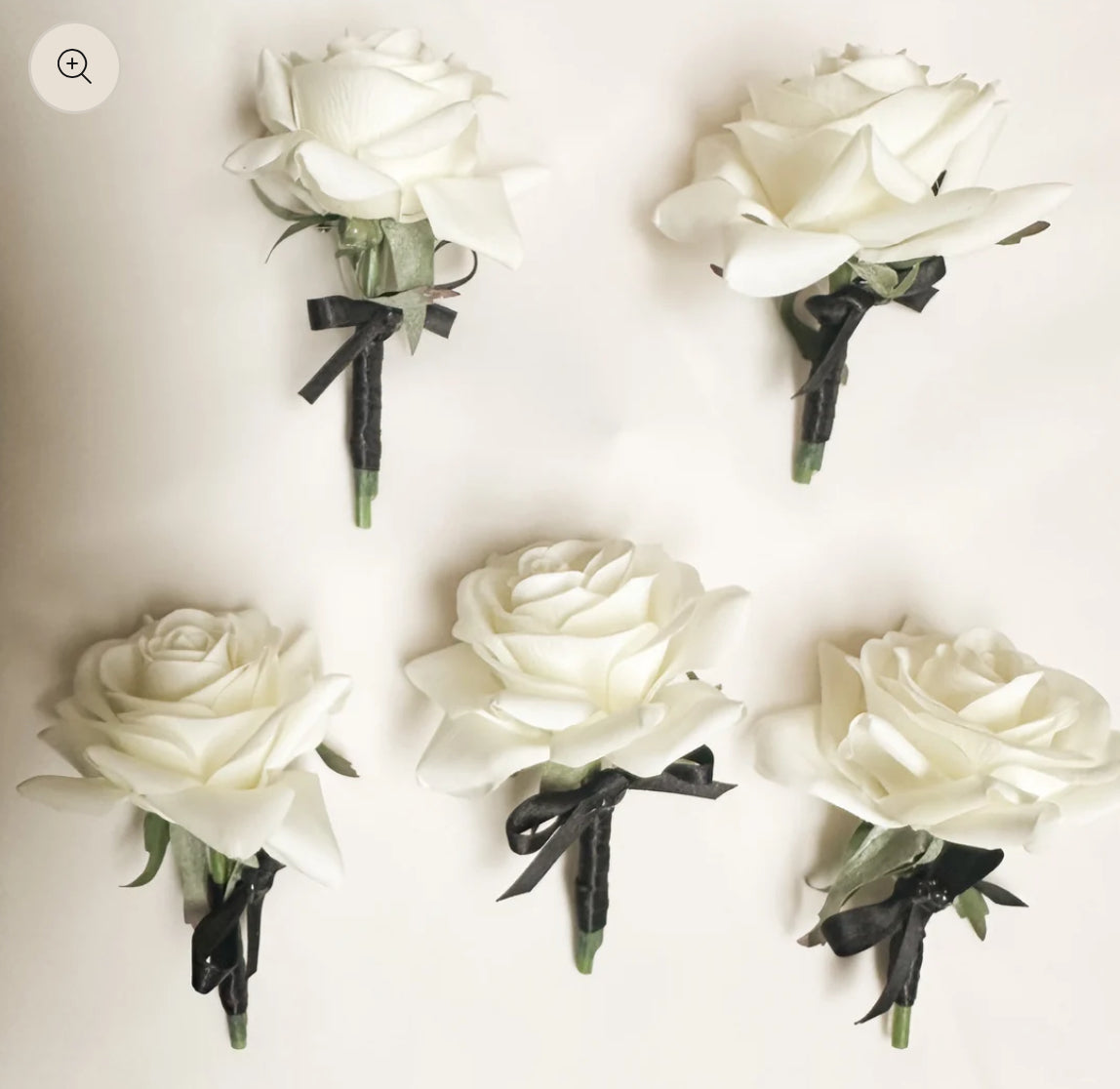 Luxury Artificial White Rose Bridal Bouquet & 5 Buttonhole Wedding Package