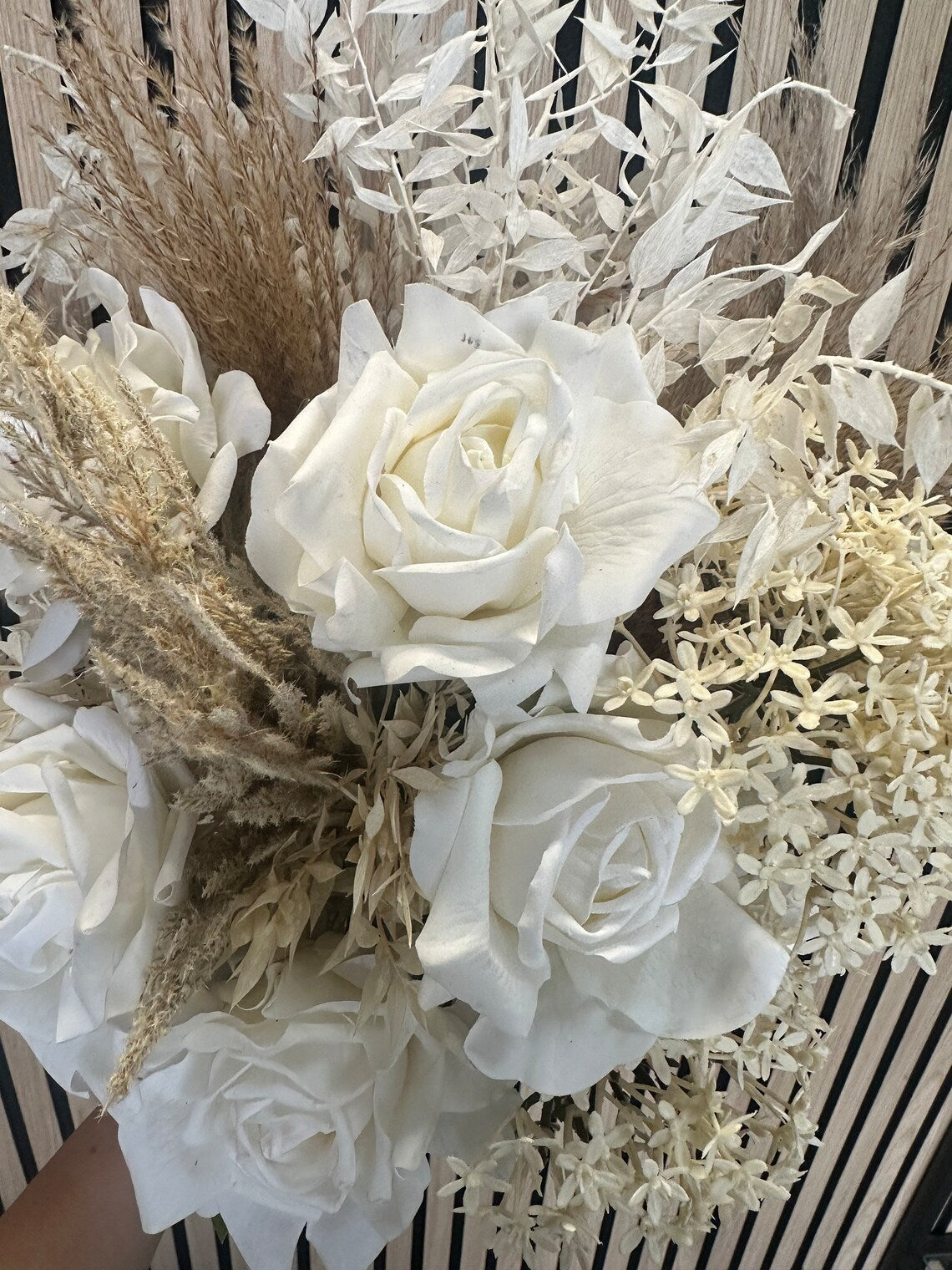 Boho bridal bouquet with pampas