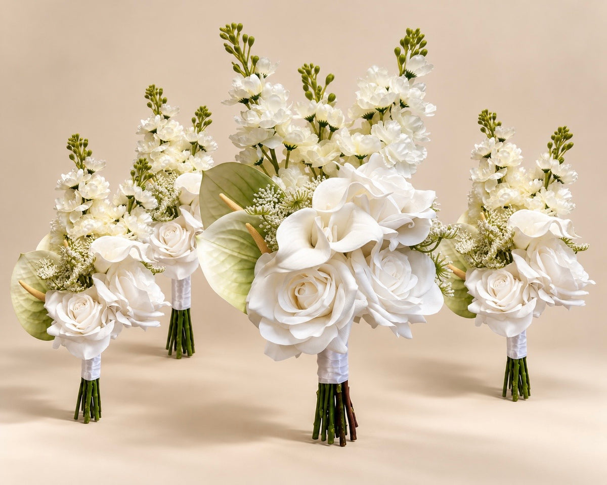 White Rose, Calla Lily & Stock Bridal Bundle