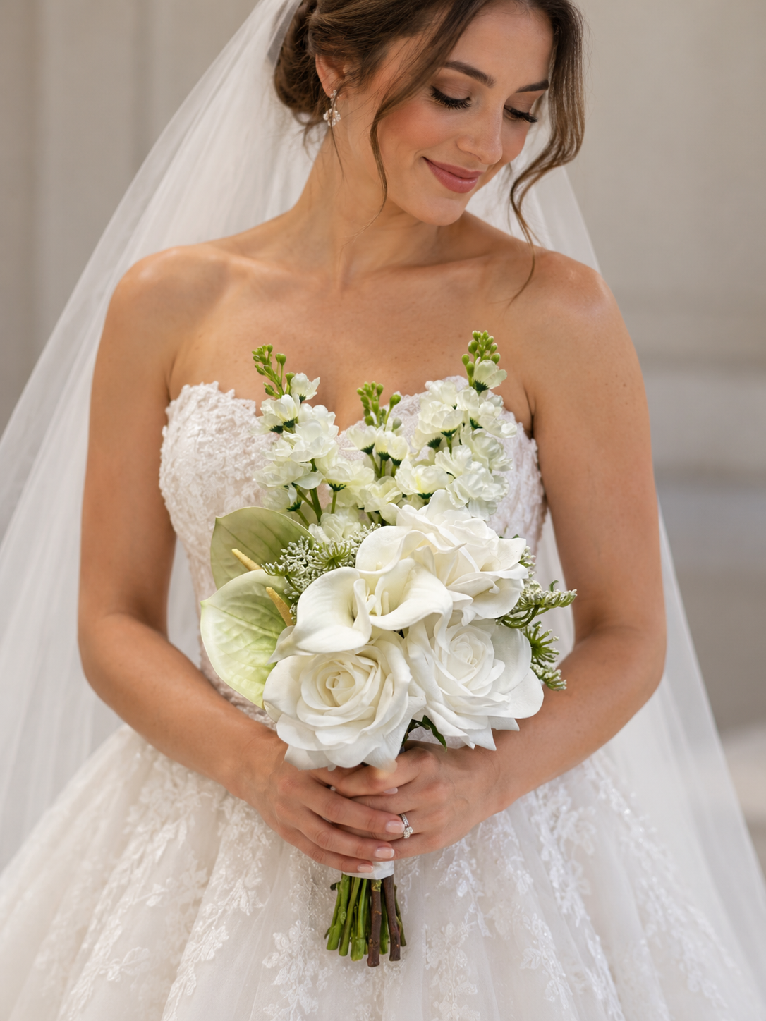 White Rose, Calla Lily & Stock Bridal Bundle