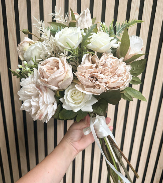 Nude and cream peony bridal bouquet